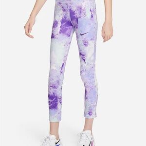 Nike Girl's Dry Fit One High Rise Purple and White Leggings Size XL